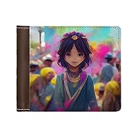 Holi Festival Men's Wallet - Anime Wallet - Cute Wallet (Brown)