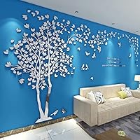 KINBEDY Acrylic 3D Tree Wall Stickers Wall Decal Easy to Install &Apply DIY Decor Sticker Home Art Decor. Tree with Silver Leave
