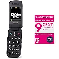 Panasonic KX-TU446EXR Senior Mobile Phone for Folding without Contract (SOS Emergency Button, Shockproof) Wine Red & Telekom MagentaMobil Prepaid Basic SIM Card without Contract Binding I 9 Ct per