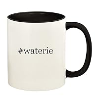 #waterie - 11oz Hashtag Ceramic Colored Handle and Inside Coffee Mug Cup, Black