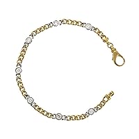 1.10 Ct Diamonds 18k Gold Cuban Curb Solid Link Chain Bracelet - 7.5