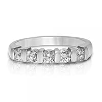 Allurez Priced for Quick Sale. Highly Discounted Ladies Bar-Set 5 Stone Diamond Wedding Ring Platinum 0.50ct