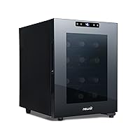 Shadow-T Series Wine Cooler Refrigerator | 12 Bottle | Countertop Mirrored Compact Wine Cellar with Triple-Layer Tempered Glass Door | Vibration-Free & Ultra-Quiet Thermoelectric Cooling