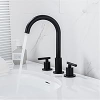 Faucets,Basin Mixer Tap Basin Faucets,European Faucet with Three Holes Hot and Cold Split Type Rotatable Faucet for Bathroom Double Handle for Bathroom Kitchen/Black