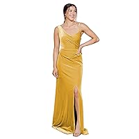 One Shoulder Velvet Bridesmaid Dresses Long Spaghetti Strap Mermaid Formal Evening Gown Split Maxi Wedding Guest Dress