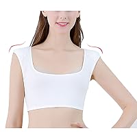 Invisible Shaper False Shoulder Vest Invisible 2 in 1 Built-in Shoulder Pad Reusable Tops,White1-Medium