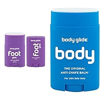 BodyGlide Unscented Foot Anti-Blister Balm (0.8oz & 0.35oz) and Body Glide Original Anti Chafe Balm (1.5oz) Bundle