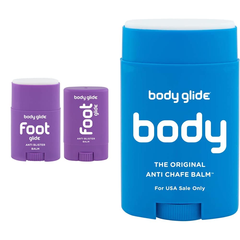 BodyGlide Foot Anti Blister Balm, 0.8oz &0.35oz Bundle (USA Sale Only) & Body Glide Original Anti-Chafe Balm