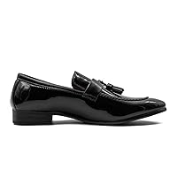 Mens Faux Patent Leather Tassel Loafer Glossy Slip on Party Wedding Dress Shoes