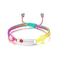 VNOX Custom Engraving Handmade Braided Rope Adjustable Medical Alert ID Bracelet Fits Adults & Kids,5.9-9 Inches