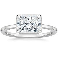 ERAA Jewel 1 CT Radiant Cut Colorless Moissanite Engagement Ring, Wedding/Bridal Ring Set, Solitaire Halo Style, Solid Sterling Silver Vintge Antique Anniversary Promise Ring Gift for Her