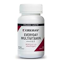 Kirkman - EveryDay Multivitamin without Vitamins A & D - 180 Capsules - Comprehensive Multivitamin - Mineral Support - Hypoallergenic