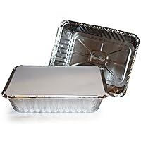 Tiger Chef Durable Aluminum Oblong Foil Pan Containers with Clear Dome Lids, 2-1/4 Pound Capacity, 8.44