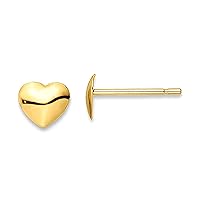 14k Yellow Gold Heart Shaped Stud Earrings