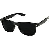 ShadyVEU Super Dark Round Sunglasses UV Protection Spring Hinge Classic 80's Shades Migraine Sensitive Eyes