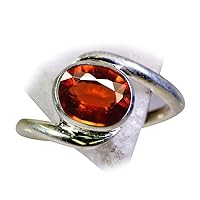 Choose Your Color Natural Gemstone Silver Statement Rings for Gift Corssover Style Size 5 to 12