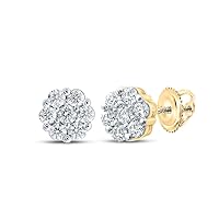 The Diamond Deal 10kt White Gold Womens Round Diamond Cluster Earrings 3/4 Cttw