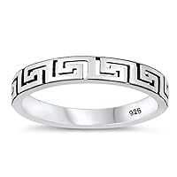 Wholesale Cutout Greek Key Ring New .925 Sterling Silver Band Sizes 4-10