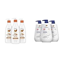 Dove Body Love Pampering Body Lotion Shea Butter Pack of 3 for Silky, Smooth Skin Softens & Body Wash with Pump Deep Moisture For Dry Skin Moisturizing Skin Cleanser with 24hr Renewing Mi