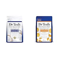 Dr Teal's Pure Epsom Salt Soak, Fragrance Free, 4 lbs & Pure Epsom Salt Soak, Glow & Radiance with Vitamin C & Citrus Essential Oils, 3 lbs