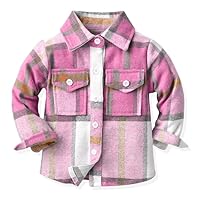 Toddler Baby Boy Girl Wool Blend Plaid Shirt Jacket Long Sleeve Button Down Soft Flannel Shacket Coats for Kids