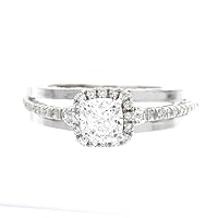 1.70ct Certified Cushion & Round Cut Diamond Halo Engagement Ring in Platinum