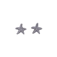 Sterling Silver Womens Nautical Starfish Stud Earrings - Vacation Gifts for Girls Teens Wife 0.43 Inch