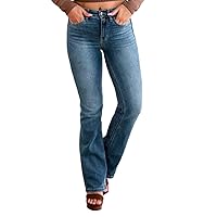 Women's Slim Fit Stretch Curvy Jeans Flare Skinny Y2K Denim Pants Trendy Tummy Control Stretchy Mom Plus Size Pull On