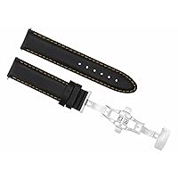 Ewatchparts 22MM SMOOTH LEATHER STRAP BAND DEPLOYMENT CLASP COMPATIBLE WITH GIRARD PERREGAUX BLACK OS