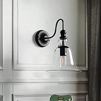 Warehouse of Tiffany LD5008 Mildred 1-Light Clear Glass Edison Bulb Wall Lamp, Black
