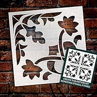 Leaf Foliage Tile Stencil by StudioR12 | DIY Kitchen Wall Backsplash | Reusable Quarter Pattern for Bathroom Floors | Select Size (10 x 10 inch)
