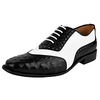 Mens Prom Shoes - Mens Oxford Burnished Toe Lace Up Genuine Leather Dress Shoes