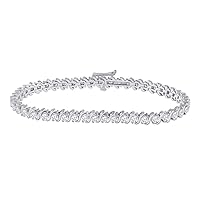 14kt White Gold Womens Round Diamond Classic Tennis Bracelet 4 Cttw