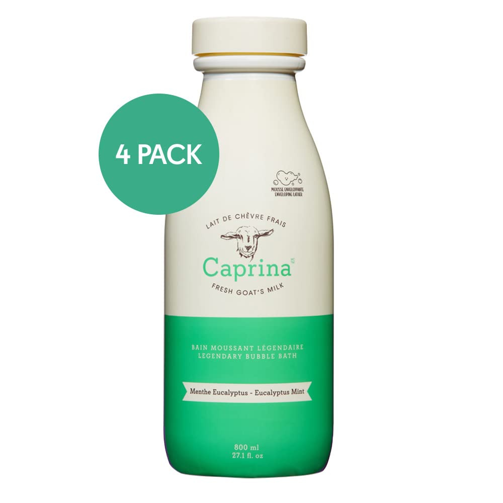 Caprina by Canus, Bubble Bath, Eucalyptus Mint, 27.1 oz, Pack of 4, with Fresh Canadian Goat Milk