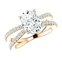 1.0 CT Oval Cut Hidden Halo Moissanite Engagement Ring Anniversary Promise Bridal Ring