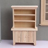 AirAds Dollhouse Accessories 1:12 Scale Wooden Dollhouse Furniture Wood Hutch with Doors Unfinished