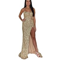 The Peachess Spaghetti Straps Sparkle Sequins Mermaid Long Prom Homecoming Dresses 2022 Glitter Evening Party Gown