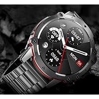 Falcon Sport Smartwatches for Men Women Stainless Steel Waterproof 110 Sport Modes Military Smartwatch Bluetooth Call (Silver Mesh Steel)