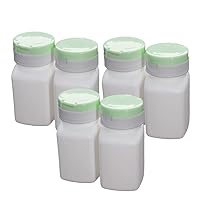 6Pcs 90ml PE Plastic(Food Grade) Bottles, Amway Bottle Wide Mouth Sample Sealing Storage Container Green Cap Cuboid Translucent