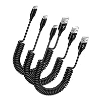 iPhone 15 USB C to USB Coiled Car Cord 6FT for iPhone 15 Pro Max/15 Plus,Retractable Auto Fast Charging Type C Cable for Samsung Galaxy A15 5G A54 A14 S24+ S23 Ultra A13 A53 A03s S21FE,Pixel 8Pro 7a 6