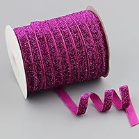 SELCRAFT 3/8'' Elastic Glitter Velvet Ribbon 5y/Color/lot You Pick Color Party decoration10mm