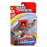 Hasbro Year 2007 Transformers Fast Action Battlers Series 6 Inch Tall Robot Action Figure - FIRE BLAST OPTIMUS PRIME with Missile Launcher and 1 Missile (Vehicle Mode: Rig Truck)