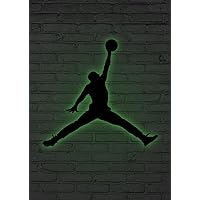 Slam Dunk Metal LED Sign - Basketball Wall Art Decor - Black Wall Sculpture for Garage, Man Cave, Bedroom, Sport Room, Indoor - Gift for Him (23.6'' x 20.5'' / 60 x 52 cm, Green)