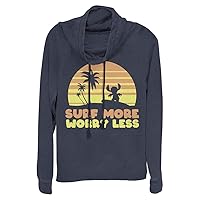 Disney Lilo Stitch Surf More Worry Less Women's Long Sleeve Cowl Neck Pullover