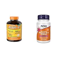 Ester-C with Citrus Bioflavonoids Capsules - Gentle On Stomach & Now Supplements, Vitamin D-3 5,000 IU, High Potency, Structural Support*, 240 Softgels