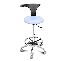 Standard Rolling Stool with Backrest Dental Nurse Chair Height Adjustable Stool Drafting Chair for Office Kitchen Clinic and Lab-Blue