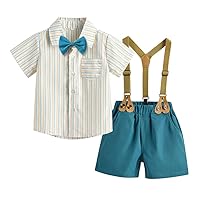 Baby Toddler Newborn Infant Boys Gentleman Suit Suspender Bow Tie Outfits Summer Wedding Tuxedo Formal Clothes