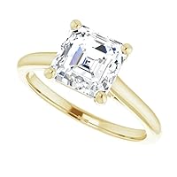 2 CT Asscher Flower Engagement Rings for Women, Sterling Silver, Gold Rings Diamond Moissanite Ring
