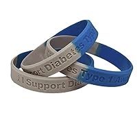 25 Pc I Support Type 1 Diabetes Awareness Bracelets - 100% Medical Grade Silicone - Latex and Toxin Free - 25 Bracelets - Show Your Support For Type 1 Diabetes Awareness