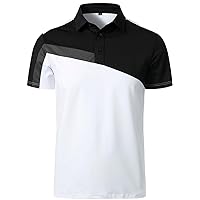 HOOD CREW Golf Shirts for Men Dry Fit Short Sleeve Polo Shirts Sports Casual Print T-Shirt